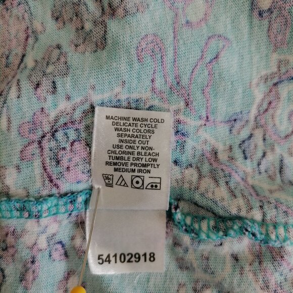 Woman Within Womens Teal Blue Round Neck Paisley Print Tunic T-Shirt Size 2X - Picture 7 of 7